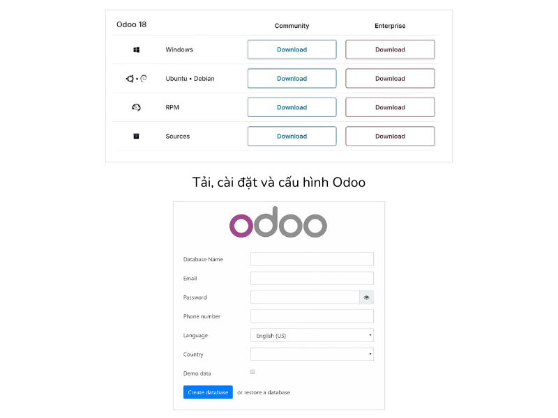 Có nhiều cách để cài đặt và cấu hình phần mềm Odoo